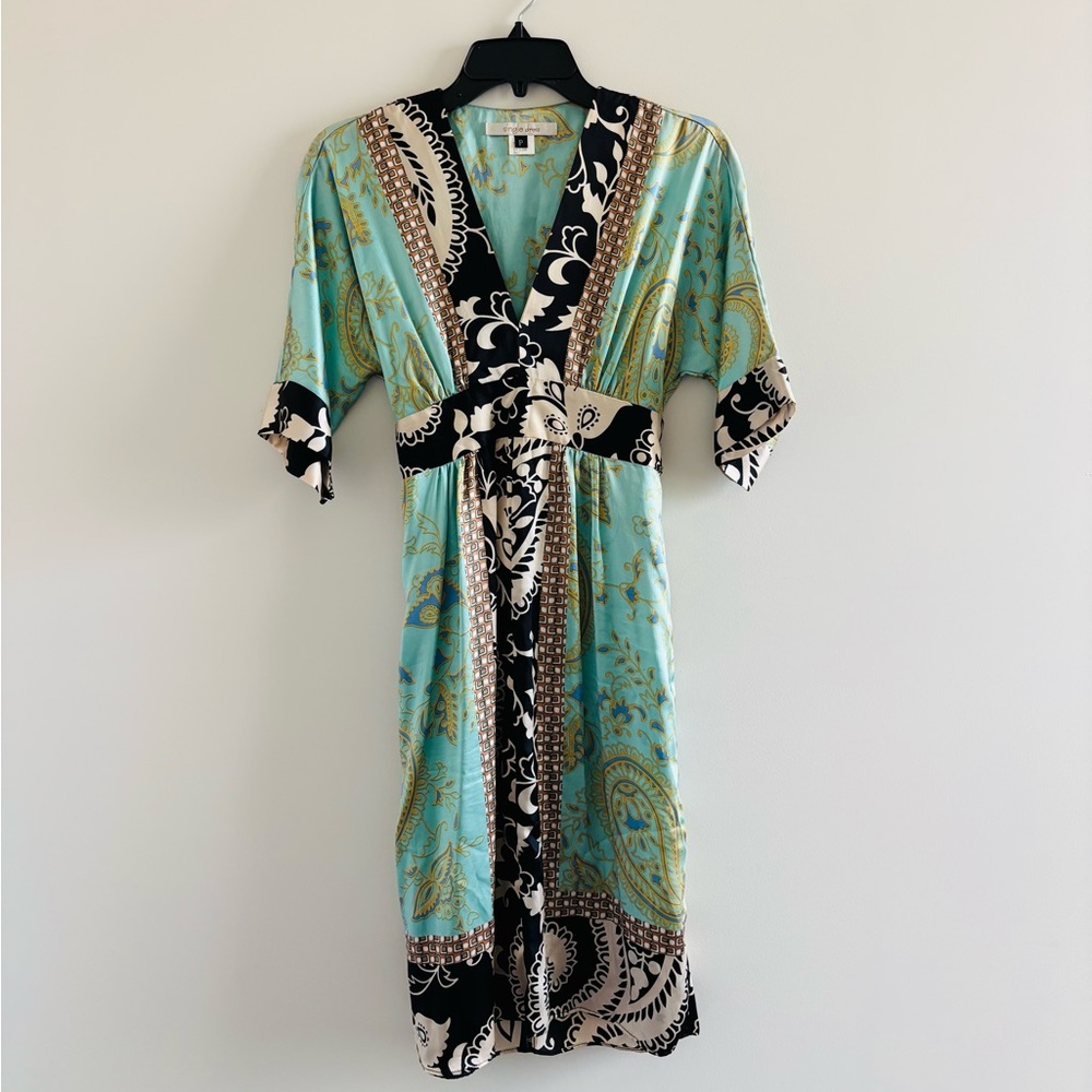VTG Single Dress Silk Satin Green Floral Knee Women S Geisha Fairy Chinese USA